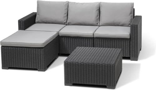 Allibert California Chaise Longue Loungeset - 3/4 Personen - Anthrazit