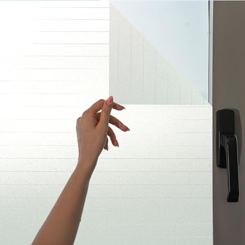 MARAPON® Fensterfolie mit Nadelstreifen [75x200 cm] inkl. eBook mit Profitipps - Sichtschutzfolie Fenster mit statischer Haftung - Milchglasfolie - Fensterbilder selbsthaftend Blickdicht