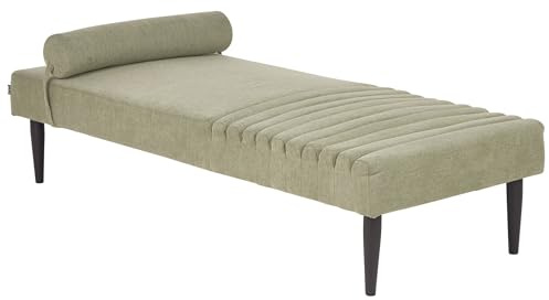 Beliani Chaiselongue Stoffbezug grün gesteppt mit Kissen Metallgestell modern Mauriac