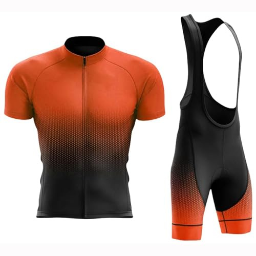 ARBOEE Kurzarm Fahrrad Trikot Set, Atmungsaktives Schnell Trocknendes Radtrikot Mit 19D Gel Gepolsterten Shorts Herren Fahrradtrikot Set