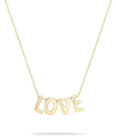 Echtzeit Halskette Love Letters - glänzender Edelstahl - wasserfester & hautfreundlicher Schmuck - verstellbare Kette mit Buchstaben - Geschenk für Damen