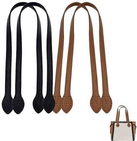 DHWEKU 4 Stücke taschengriffe taschengriffe für häkeltaschen henkel für taschenTaschengriff PU-Leder,Handtasche Riemen Ersatzriemen für Zubehör Gelten Schultergurt Taschen Purse Strap Kreuzkörpergurt