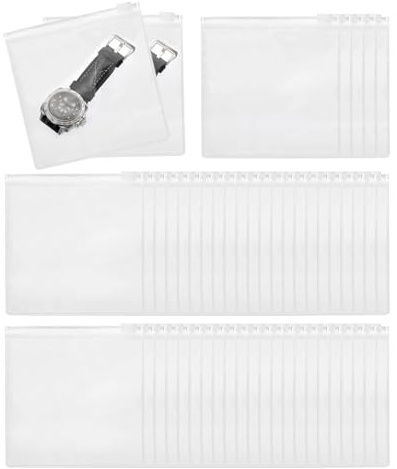 PATIKIL Borse per Gioielli Pvc, 50 Pz 5 x 5 Pochette Gioielli Trasparenti Zip Anti Ossidazione Auto Sigillanti per Orecchini Collane Braccialetti Conservazione Viaggio