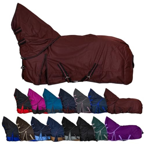 RL24 - Weidedecke Full Neck Basicline 600D Weinrot 125 cm | Polarfleecefutter – als Regendecke & Übergangsdecke – wasserdichte Outdoordecke mit Kreuzbegurtung – Pferdedecke