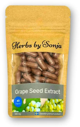 Extrait de pépins de raisin 500 mg – 60 capsules | 95% proanthocyanidines | Antioxydant naturel puissant pour soutenir la santé cellulaire et le bien-être quotidien