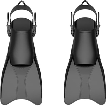 HSTWODE 1 Paar Schnorchelflossen, Schwimmflossen Reisegröße Kurz Einstellbar zum Schnorcheln Tauchen Erwachsene Männer Frauen Offene Ferse Tauchflossen (Schwarz L/XL)