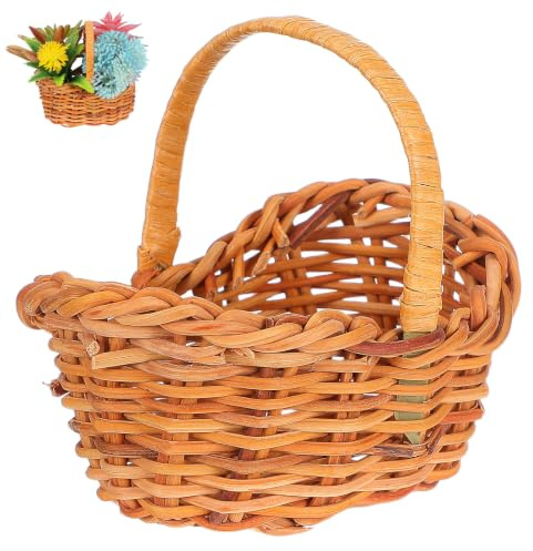 Kleiner Rattan Korb Mini Wicker Basket Mit Griff Multifunktionaler Blumenkorb Für Hochzeiten Und Picknicks Leicht Und Tragbar Atmungsaktives Design Für Frische Blumen