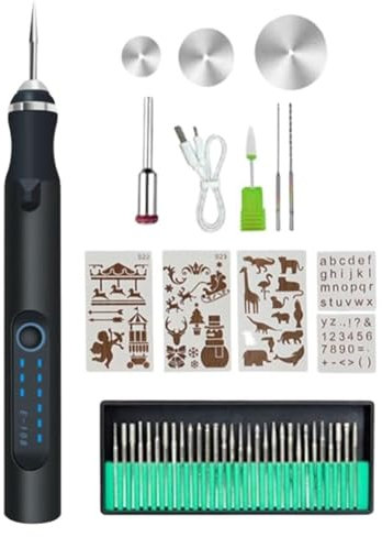 JNJOOD Gravierstift, Gravierstift für Metall, Glas und Kunststoff, Gravierstift Set Gravierwerkzeug Schwarz