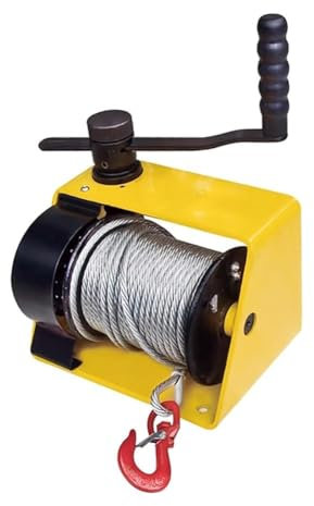 HACSYP Portable Heavy Duty Boat Trailer Winch | Manual Hand Crank Towing Winch with Hook | Turbine Worm Gear Puller for Marine & Utility Trailers(1100lbs 25m)