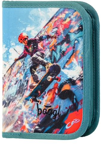 Baagl Federmäppchen für Jungen - Schüleretui, Federtasche, Federmappe für Schreibwaren - Etui, Federpenal, Schulmäppchen (Skatepark)
