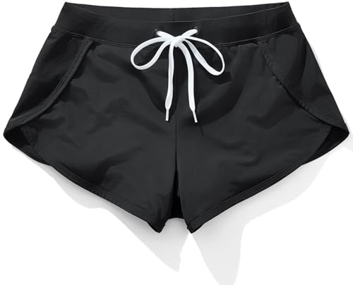 AIMPACT Mens Swim Trunks 3 Inch Board Shorts Retro Swimsuit Athletic Swimwear wirh Lining Swimming Shorts fom Men Black