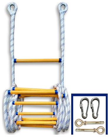 Notfall-Leiter – 10 m rutschfeste Rettungsleiter für schnelle Bereitstellung im zweiten Stock – ideal für 2-stöckige Fenster, Balkone und Baumhäuser