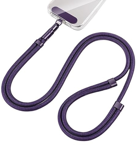 newplenty Mobiltelefonkedja universell, justerbart mobilband för upphängning av dubbel, nylonrep robust bekvämt snodd mobiltelefon, snodd med metallspänne hållbar, lila, En Storlek