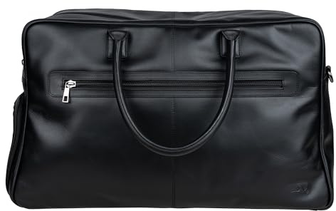 MANTA Echtleder Weekender, Leder Reisetasche mit Schuhfach, Handgepäck aus Leder, Stilvoll & Modern, Handgefertigt, Wochenendtasche, Duffle Bag, Sporttasche, Wickeltasche, 50L, mit 16-Zoll Laptopfach
