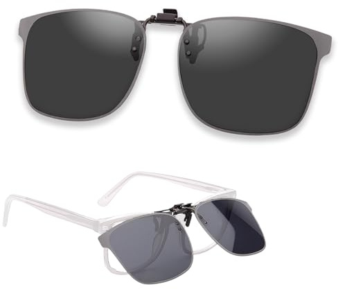 UroClysmic Occhiali da sole polarizzati clip-on UV400, anti-riflesso, ideali per guida, pesca e attività all'aperto – Per uomini e donne, Nero