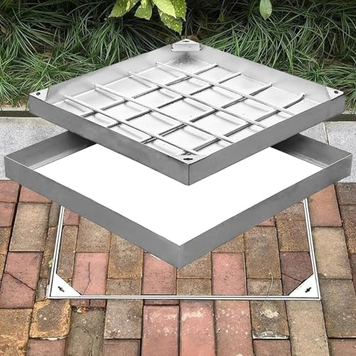 CMYCYDDPLY Couvercle de Drain Extérieur, Cadre de Couvercle de Regard de Drain Carré, Siphon de Sol Exterieur, for Jardin, Garage(100x100cm)