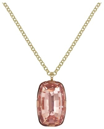 Konplott: Langkette mit Anhänger To The Max pink, aufwendig geschliffener Baguette-Kristall in pink mit stabiler Erbskette, für Damen/Frauen