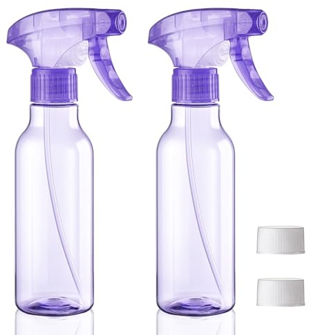 Decorniqu Plastic Spray Bottles 2 Pack 260ml Leak proof Spray Bottle Fine Mist/Stream Heavy Duty Empty Spraying Bottle for Hair Cleaning Solutions Cooking Plant Essential Oils(Purple)