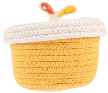 Mobestech Cestino Intrecciato Coperchio in Corda di Cotone Contenitore Portaoggetti Decorativo per Giocattoli Libri e Oggetti Vari Adatto Casa Ufficio e Auto