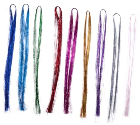 Anneome 1000pcs Hair Tinsel Sparkle Extensions Glitter Hair Strands for Braiding Party Wig Favors Assorted style