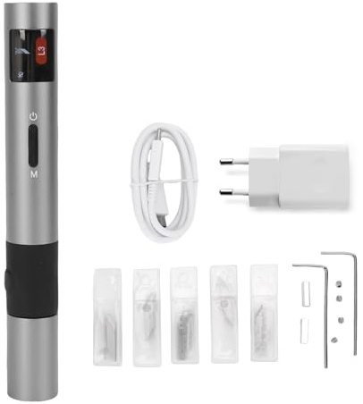 Jectse Cortador Ultrasónico Inalámbrico, Cortador Ultrasónico Portátil de 40 KHz con 50 Cuchillas de Repuesto, Herramienta de Corte Ultrasónica Portátil de Bricolaje con Luz LED para (Enchufe de la