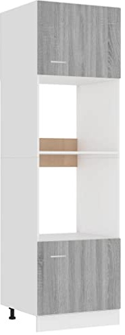 Emmtore Mueble para microondas Lyon Gris Sonoma 60x57x207 cm Madera de ingeniería
