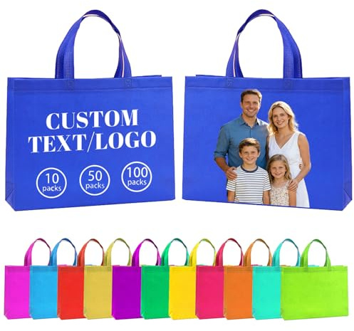 Solarix Personalisierte Tragetaschen, Nichtgewebe Taschen Mit Logo/Text Oder Bilddruck, Packungen Mit 10/50/100 Stück, Für Einkauf, Unternehmensveranstaltungen Und Geschenke