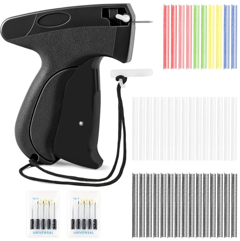 NUTKIT Etikettierpistole, Etikettierpistole Kleidung (Schwarz) | Nähpistole Kleidung mit 11 Nadeln＆4000 Plastiknadel, Stitchy Quick Clothing Fixer, Stitch Gun für Clothes Nähen Quilten Säume