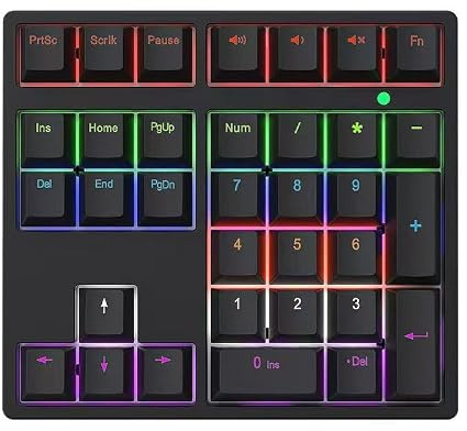 XUMIUZIY Pavé Numérique Filaire, Clavier Numérique Mécanique avec Rétroéclairage RVB, Touches PBT, Interrupteur Rouge Remplaçable à Chaud, Silencieux, pavé Filaire USB 3
