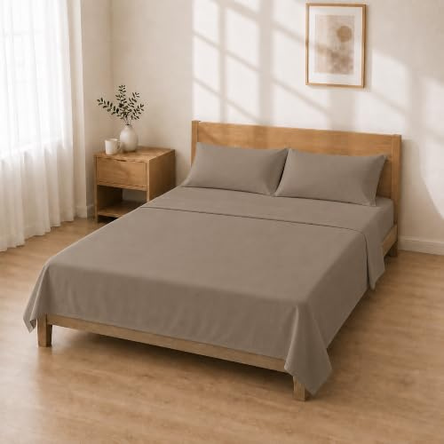 Juego de Sábanas Microfibra 135x200+30 / 220x280 + 50x80 2PCS, Gris Topo | Tacto extrasuave y cálido durante todo el año; las esquinas con goma elástica sujetan colchones de hasta 30 cm de alto.