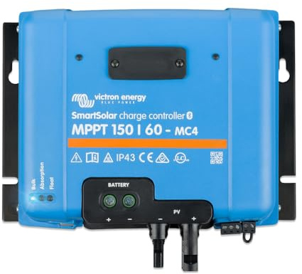 Victron Energy SmartSolar MPPT Contrôleur de Charge Solaire 150 V 60 amp 12/24/36/48 Volt (Bluetooth) pour MC4 | Contrôleur de charge solaire Bluetooth MPPT pour panneaux solaires avec connexion MC4