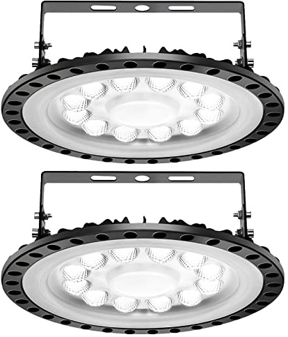 2 Pack LED Werkstatt Deckenleuchte Werkstattleuchte | UFO LED Industrielampe 50W Hallenleuchte Industrial Hallenstrahler Hallenbeleuchtung Werkstattbeleuchtung Werkstattlampe, Kaltweiß 6000-6500K