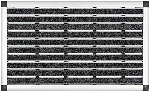 Astra hochwertig verarbeitete Schmutzfangmatte - Türmatte für den Aussenbereich - Fußabtreter mit Anlaufkanten - 100% Aluminiumrahmen - 40 x 60 cm - grau