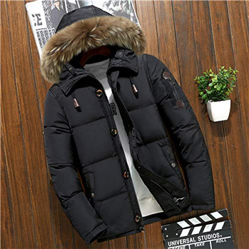 YHWW Doudoune,-20 Degrés Veste d'hiver Hommes Blanc Duvet De Canard Parkas Hommes Épais Chaud Neige Parka Veste Pardessus Coupe-Vent À Capuche Chaud Parkas, Noir, 4XL