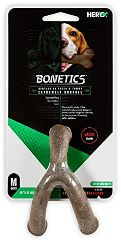Hero | Bonetics Wishbone | Dog Bones | Puppy Bones | Designed for Medium Dogs Up to 45 lbs (Bacon Flavor)