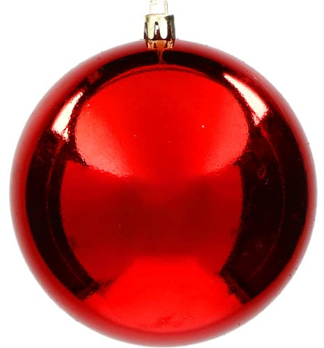 Palla di Natale Gigante Ø 20 cm in Plastica LUCIDA ORO ROSSO Infrangibile Resistente Ai Raggi UV per Esterno Decorazioni PERLATA per Negozio, Vetrina, Luminarie Esterna Sfera Natalizia (Rosso)