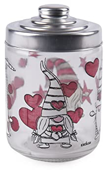Excelsa 65387, Gnome Sweet Home Barattolo con Coperchio, 800 ml., Vetro, Cm. 10 x 10 x H. 15