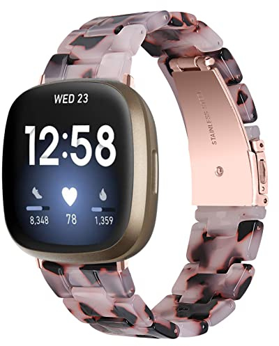 Gimuk Armband Kompatibel mit Fitbit Versa 4/Versa 3 Armband für Damen Herren, Metall Edelstahl Sport Ersatzband Wristband Resin Band Armband für Fitbit Sense 2/Sense Straps, Harz
