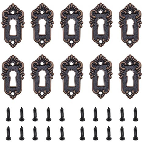Create idea 10 Pzs Rosetas Cerradura Llave Antigua Cubierta de Ojo Cerradura Decorativa Bronce Accesorios de Cerradura con Tornillos para Caja de Madera Vintage Caja de Joyería Vino 45x23mm