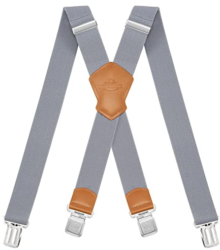 Dresime Hosenträger für Herren mit 4 starken Clips 4cm breit, X Form elastisch einstellbar Länge für Männer und Damen Overalls Jeans, Arbeitshosen, Jumpsuits, Motorradhosen, etc.