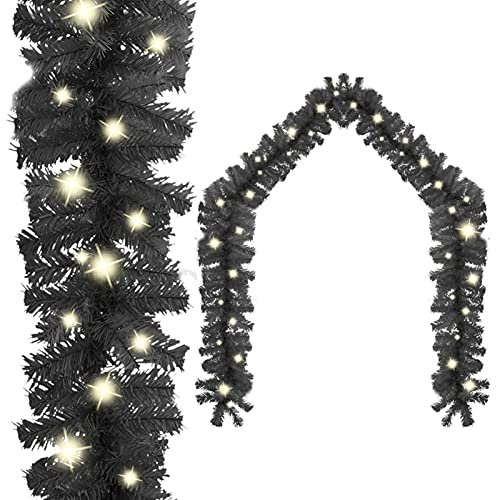 Tidyard Weihnachtsgirlande mit LED-Lichtern Weihnachtsdekoration Tannengirlande Künstlich Led Weihnachten Girlande Tanne 10 m Schwarz