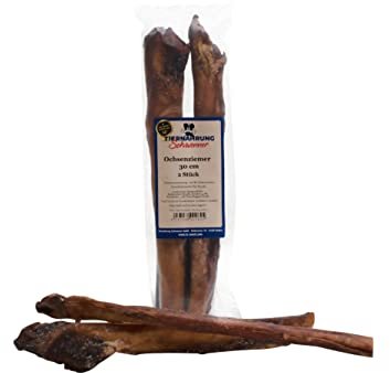 Tiernahrung Schwenner – Ochsenziemer für Hunde – 30cm große Kauartikel - 2 Stck. für langanhaltenden Kauspaß