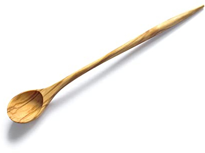 WONDERFUL 100% Natural Olive Wood Long Handle Spoons for Coffee, Tea, Milkshake Kitchen Stirring, Cocktail Stirrer; Mixing Honey Spoon, Chef Tasting Spoons(1 pc)