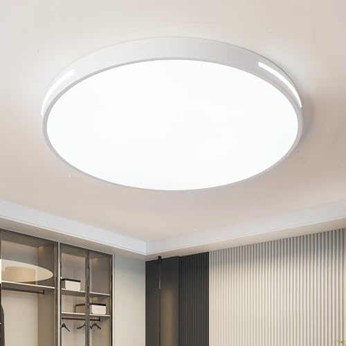 Style home 96W LED Deckenleuchte dimmbar mit Fernbedienung Ø50x5cm Weiß | warmweiß bis kaltweiß 3000-6000K einstellbar, Rund Flach Deckenlampe, für Wohnzimmer Schlafzimmer Büro Küche Diele