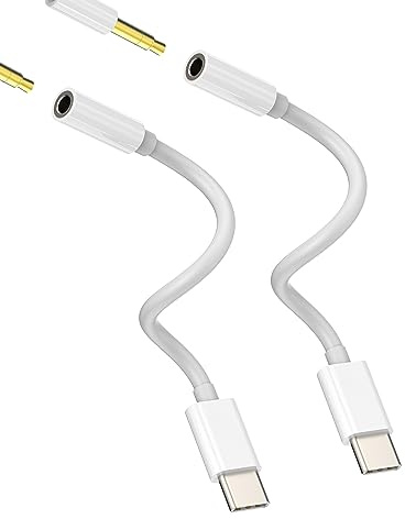 Adaptateur USB C Jack vers 3.5mm Ecouteur(Lot de 2) Casque Adapter Écouteur USB-C Prise Audio Compatible pour Samsung Galaxy Apple iPhone 15 Pro Max Plus iPad Air Mini Huawei Xiaomi Redmi Câble