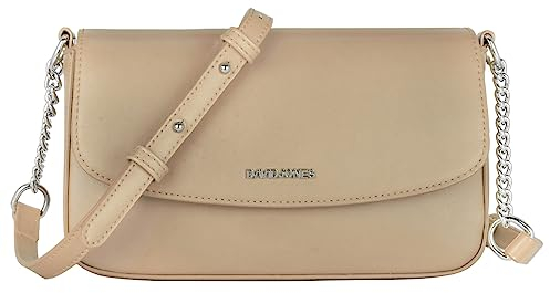 David Jones - Kleine Umhängetasche Damen - Crossbody Bag PU Leder - Frau Kette Schultertasche Rechteckige Tasche - Abendtasche Handy Handtasche Clutch Kettentasche - Elegant Reise Party - Beige
