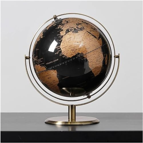 Globus Erde Globus Büro Globus geographisch pädagogisch mit schwarzen Ozeanen und Metallständer gold Globus für Kinder und Erwachsene, 27 cm/10,6 Zoll, A