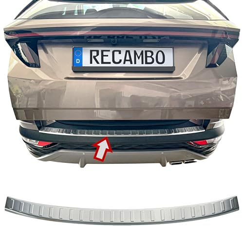 RECAMBO Protection de seuil de Chargement en Acier Inoxydable Mat, Compatible avec Hyundai Tucson | Type NX4 | année de Construction à partir de 2020> V2A brossé