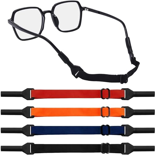Qufiiry 4-Piece No-Tail Adjustable Eyewear Retainer, Soft & Durable Glasses Strap for Men, Women & Teenagers (4 Colors)
