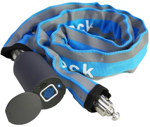 Anweller Fahrradschloss Fingerabdruck, Hohe Sicherheit Anti-Diebstahl Fahrrad Kettenschloss mit APP, Gehärtete Stahlkettenglieder Wasserdichtes 6mmx100cm